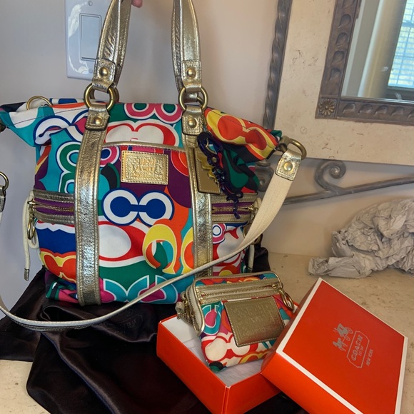 Coach Handbags - Coach 13830 Poppy Pop C Canvas Bag & wallet